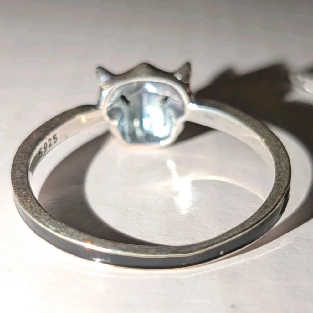 Women's Shiny Dainty Black Panther Wakanda Forever 925 Sterling Silver Ring Sz 7